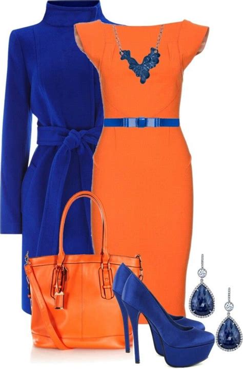 Love, love this bright bold ensemble in orange and royal blue! | Orange ...