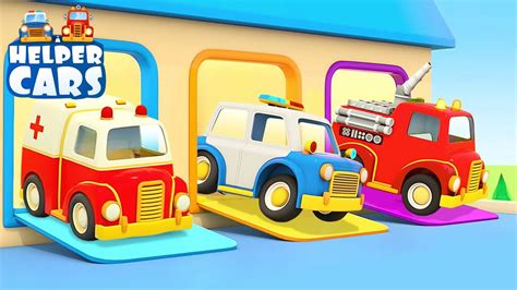 Helper Cars for kids - A fire truck, a police car, a tow truck & an ...