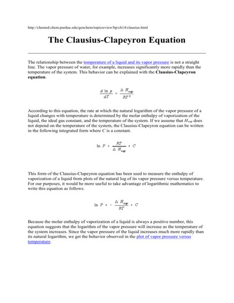 Clausius-Clapeyron Equation