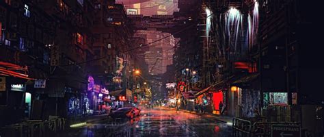 Cyber City Concept Art - 2560x1080 Wallpaper - teahub.io