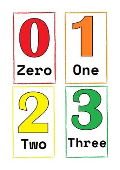 Numbers 0 - 9 Flashcards Color by Kerry Robinson | TpT