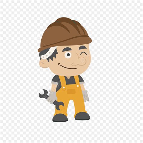 Maintenance Worker Vector Art PNG, Cartoon Maintenance Worker, Cartoon Clipart, With Red Hat ...