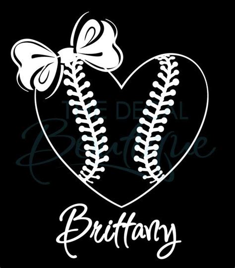 Softball Heart with Bow Car Decal Personalized by TheDecalBoutique ...