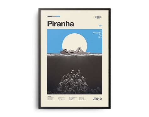 piranha 3d movie print retro movie poster midcentury modern retro tv show poster minimal movie ...