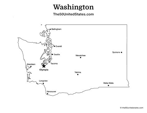 Free Printable State Map of Washington with Cities (Labeled) | The 50 United States: US State ...