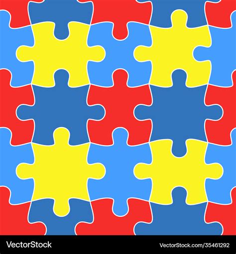 Colorful jigsaw seamless puzzle pattern autism Vector Image