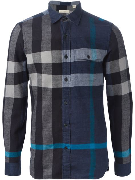 Burberry brit Plaid Shirt in Blue for Men | Lyst