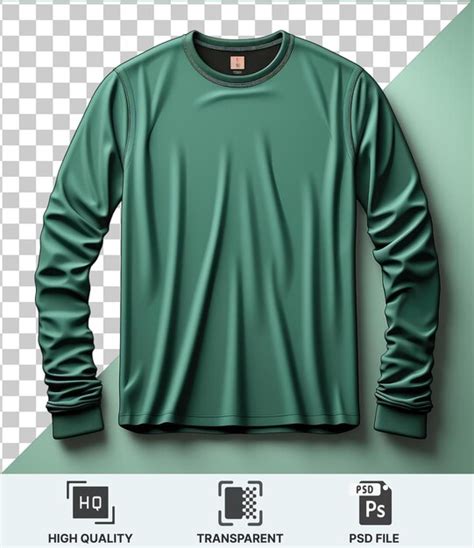 Premium PSD | Premium long sleeve t shirt with green pattern on a green ...