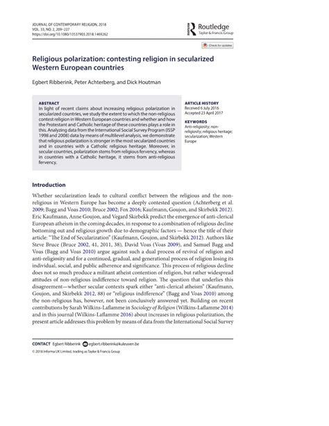 (PDF) Religious polarization: Contesting religion in secularized Western European countries