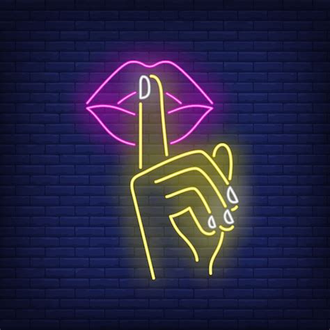 Free Vector | Shh gesture neon sign