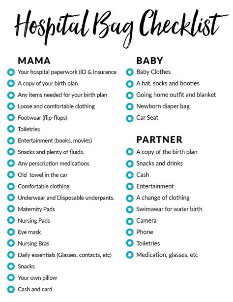 The Ultimate Checklist for Diaper Bag Essentials for Hospital | Hospital bag for mom to be ...