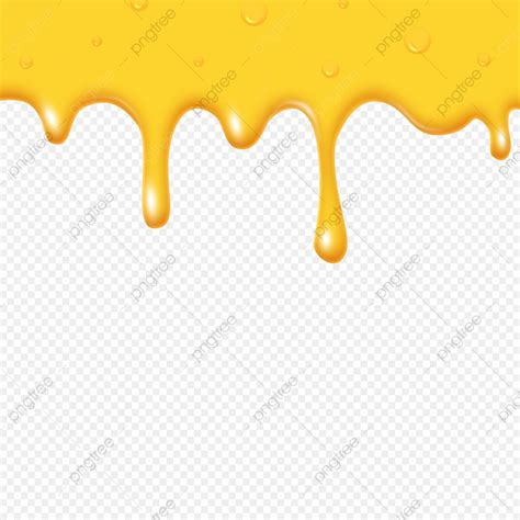 yellow liquid flowing down the side of a piece of cheese, with drops on it