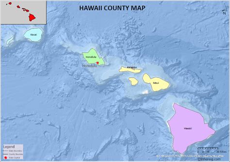 Hawaii County Map, List of Counties in Hawaii with Seats - Whereig.com