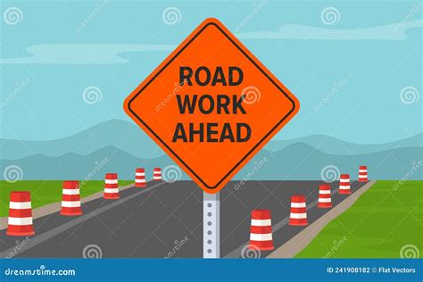 Road Work Ahead or Under Construction Warning Sign. Stock Vector ...