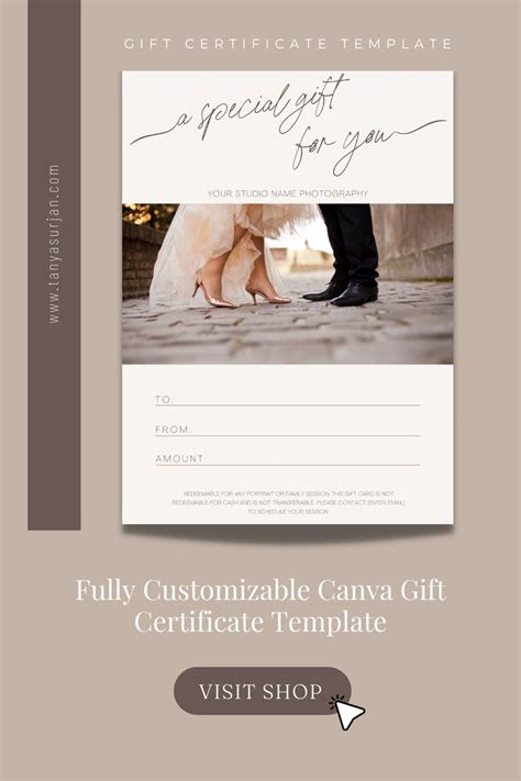 Photography Gift Certificate Template Printable Gift Card Template for ...