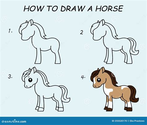 Step by Step To Draw a Horse. Drawing Tutorial a Horse. Drawing Lesson ...