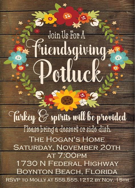 Friendsgiving Potluck Invitations | Friendsgiving potluck invitations, Potluck invitation ...