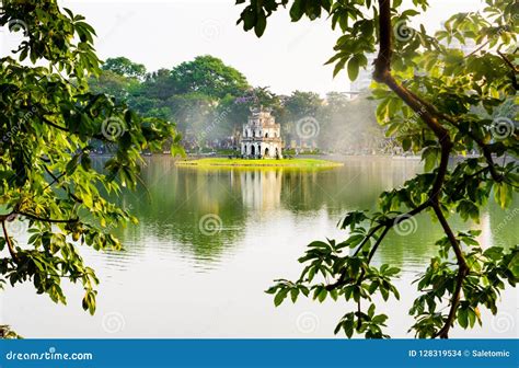 Turtle Tower in Hanoi Hoan Kiem Lake in Vietnam Stock Photo - Image of tourist, tortoise: 128319534