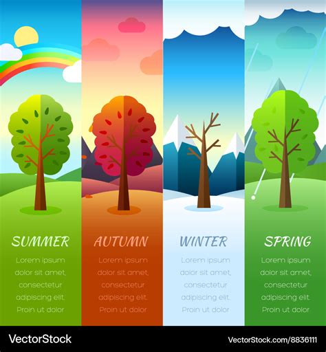 Weather seasons icons on nature ecology background