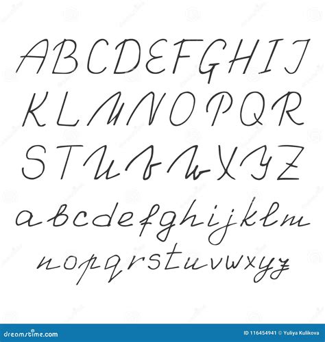 Vector Alphabet. Hand Drawn Letters. Written With A Brush. Vector ...