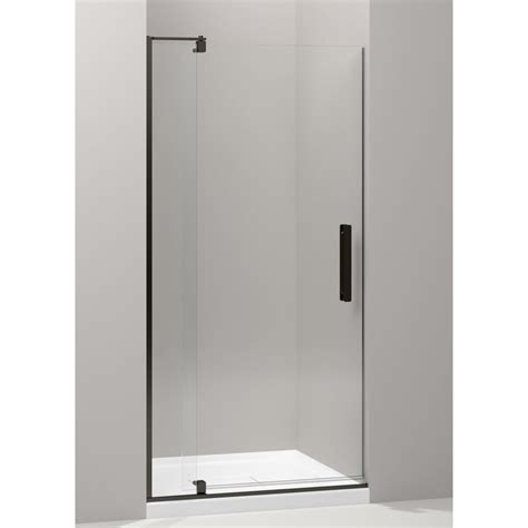 KOHLER Revel 35.125-in to 40-in W Frameless Anodized Dark Bronze Pivot Shower Door at Lowes.com