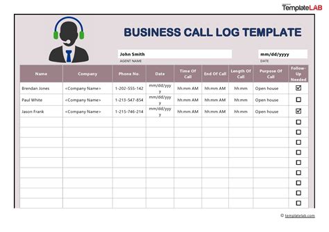 Call Log Templates