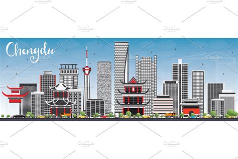 Chengdu China City skyline | Pre-Designed Photoshop Graphics ~ Creative ...