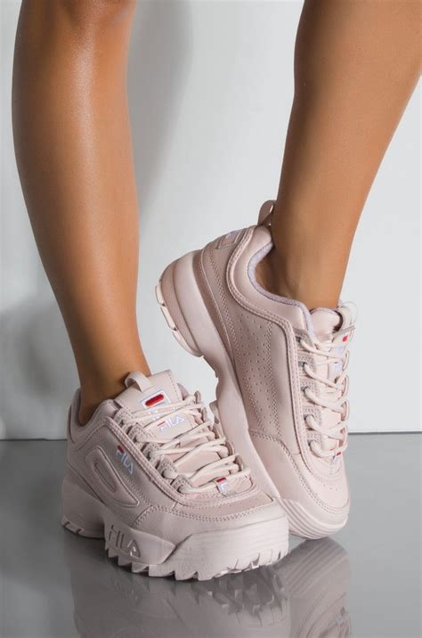 Front View Fila Womens Disruptor Ii Premium Sneaker in Peach Blush ...