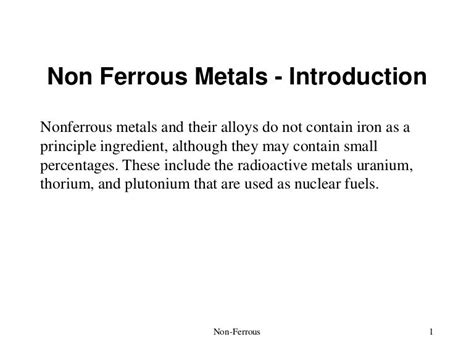 Non ferrous metals properties