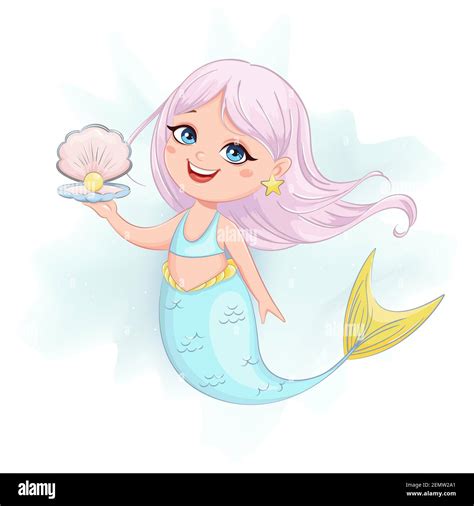 Stock vector cute little mermaid girl. Mermaid cartoon character Stock ...