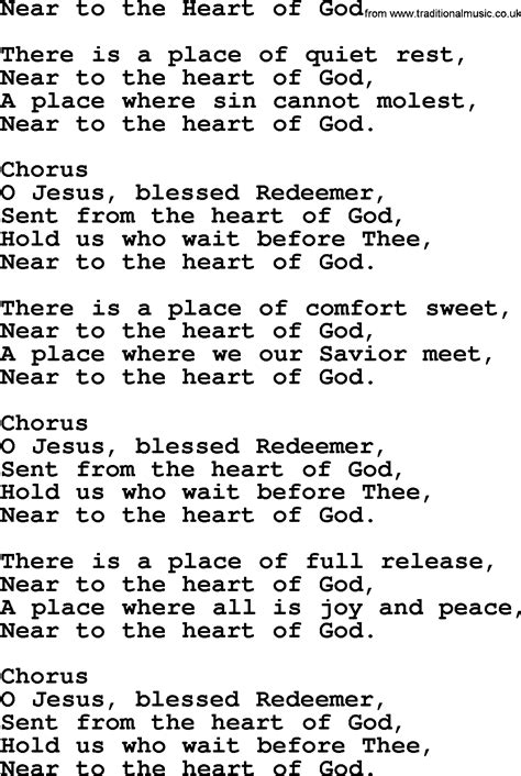 Baptist Hymnal, Christian Song: Near To The Heart Of God- lyrics with ...