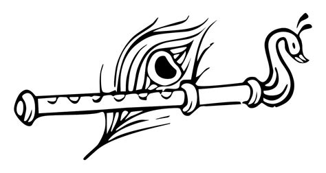 Krishna Flute Clipart Black And White