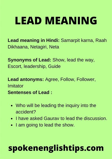 Lead Meaning-meaning Of Lead With Examples Spoken English Tips