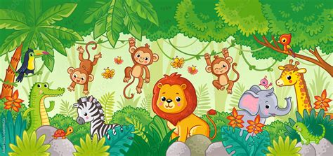 African animals in the jungle. Cute cartoon animals. Stock Vector ...