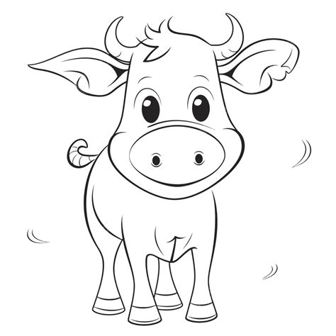 Cartoon Cow Coloring Page For Children Outline Sketch Drawing Vector ...