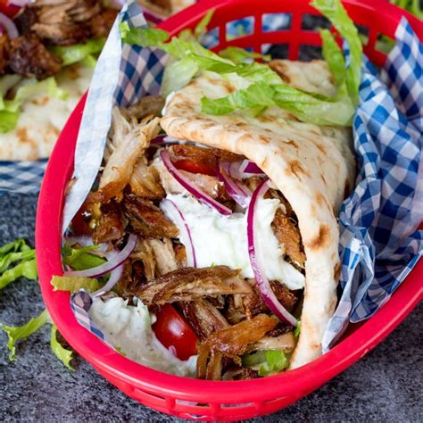 This recipe for Pork Gyros with Tzatziki and Sweet Chili Sauce is a ...