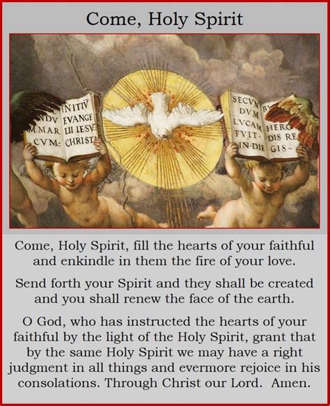 Come Holy Spirit Prayer CardLT-SM – St. John Neumann Parish – Bryn Mawr, PA