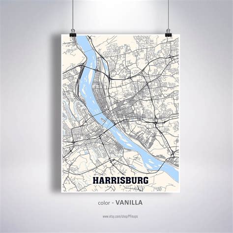 Harrisburg Map Print Harrisburg City Map Pennsylvania PA USA | Etsy