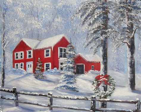 Beautiful Christmas Scenes | ... on hardboard depicts a beautiful snow ...