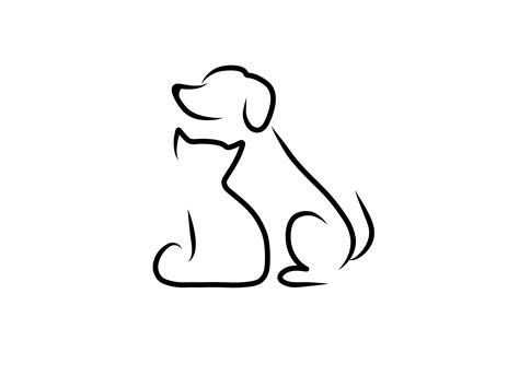 Cat and Dog Outline Line Art SVG PNG JPG - Etsy