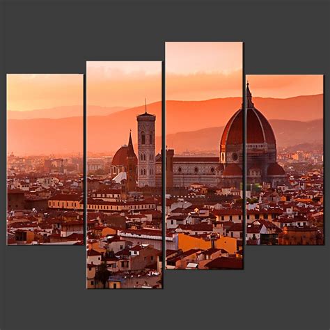 FLORENCE SUNSET ORANGE SET CANVAS WALL ART PICTURE PRINT LARGER SIZES AVAILABLE - Canvas Print Art