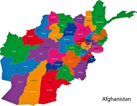 Afghanistan Map of Regions and Provinces - OrangeSmile.com