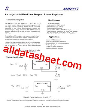 AMS1117 Datasheet(PDF) - Advanced Monolithic Systems Ltd