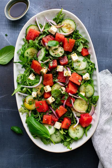 Watermelon Feta Basil Salad with Balsamic Vinaigrette – A Simple Palate