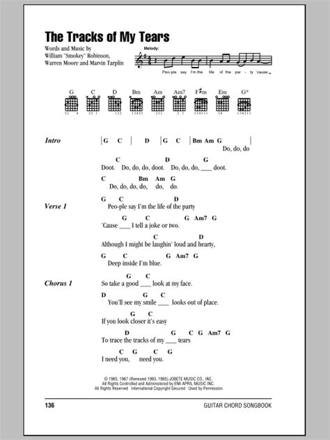 The Tracks Of My Tears by Smokey Robinson & The Miracles - Guitar ...