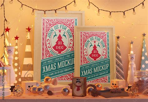 Christmas Scene Poster Mockup Stock Template | Adobe Stock