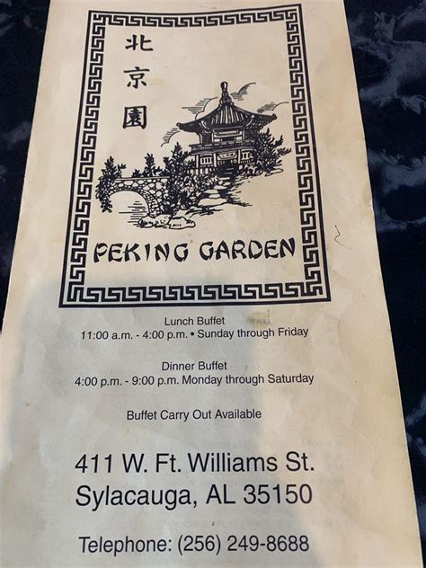 Menu at Peking Garden restaurant, Sylacauga, 411 W Fort Williams St