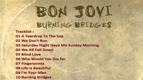 Bon Jovi - Burning Bridges Album | Burning bridges, Bon jovi, Blind love