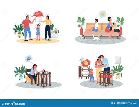 Arguing Parents and Children Flat Color Vector Detailed Character Set Stock Vector ...