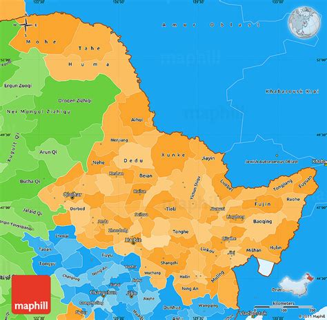 Political Shades Simple Map of Heilongjiang